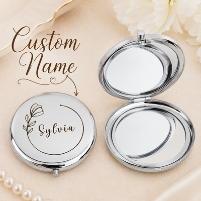 1 pc Personaliseret Compact Mirror Rustfrit stål