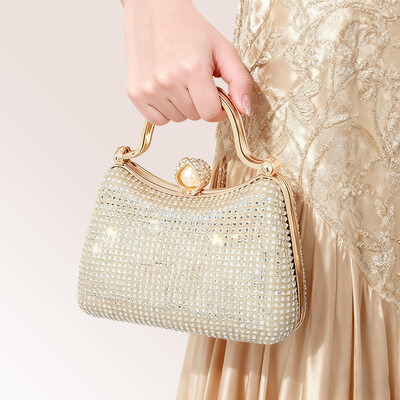 Rhinestone Elegant Wedding Party Prom Evening Polyester Evening Bags in Gold 