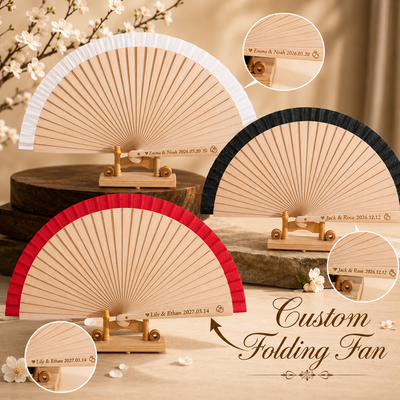 1 pc personalizado ventilador dobrável de madeira