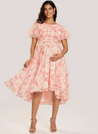 Corte em a plissado chiffon vestido de grávida