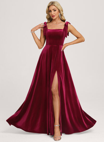 Trapèze col carré velours robe