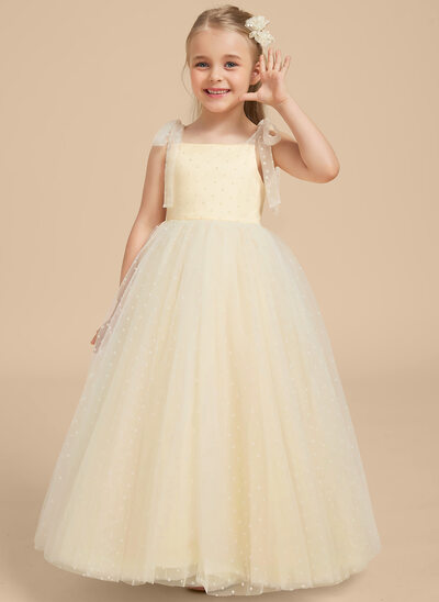 A-linja square lattiaa hipova pituus tylli kukka tyttö mekot 