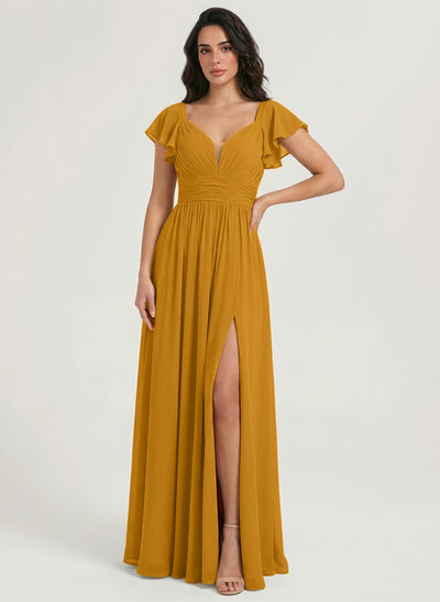 A-line Sweetheart Ruched Chiffon Dress
