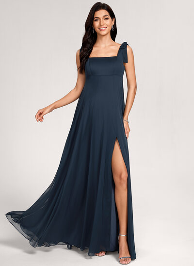 Kjole med A-linje Square Gulvlængde Mesh Graviditetskjoler med Sløjfe 