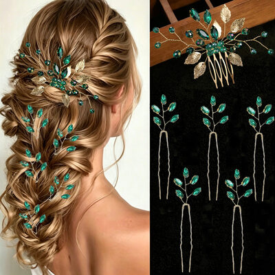 Tocado de boda rhinestone juego de peines para el cabello (juego de 6)