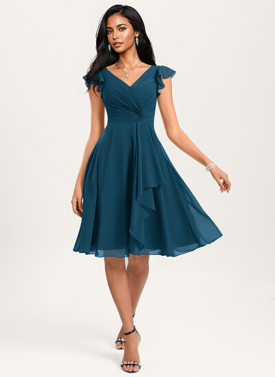A-line Ruffle Chiffon Dress