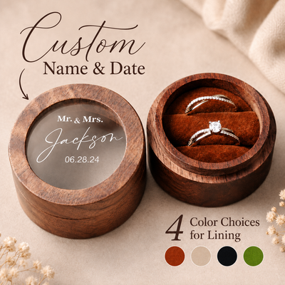 1 PC Personalized Ring Box Bride Gifts Wooden