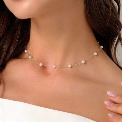 Yksinkertainen pearl chain kaulakorut 