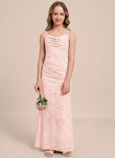 Sheath/Column Cowl Pleated Floral Burnout Dress