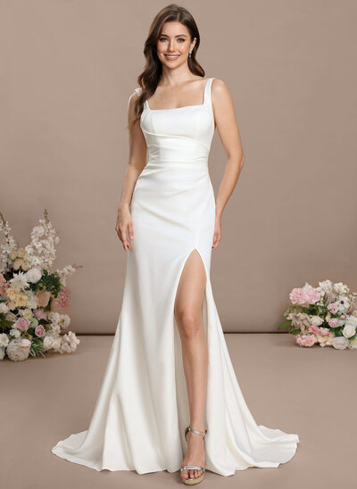 Trumpet/Mermaid Square Stretch Crepe Dress