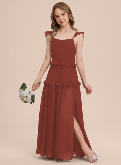 Kjole A-line kjole i Chiffon med Brusende Volanger