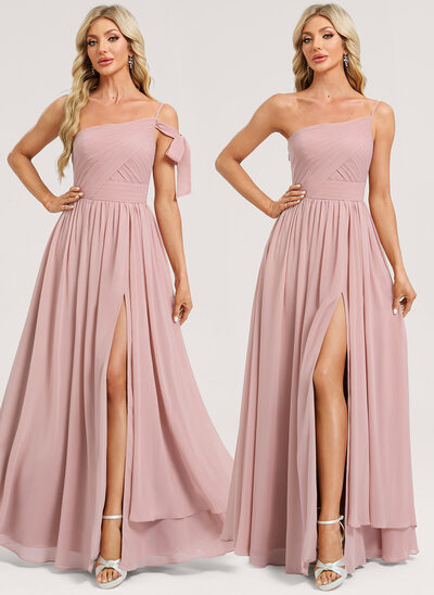 A-line One Shoulder Chiffon Dress