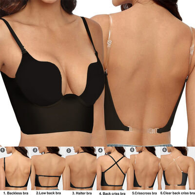 Low Back Plunge Adjusted-straps Push Up Bra Underwear