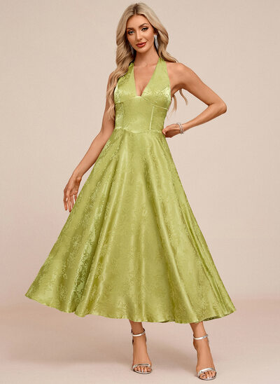 Halter Jacquard Midi Dress