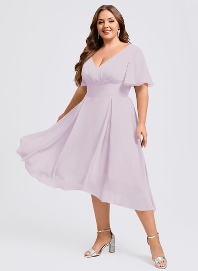 A-line Ruffle Chiffon Dress