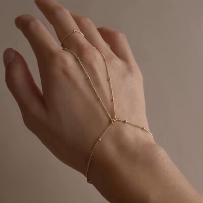 Minimalistinen käsi ketju rengas rannekorut 