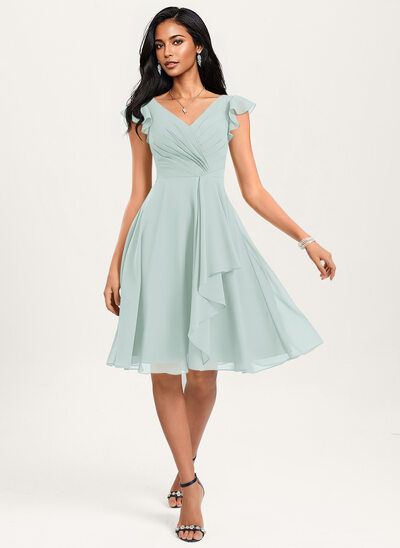 A-line Ruffle Chiffon Dress
