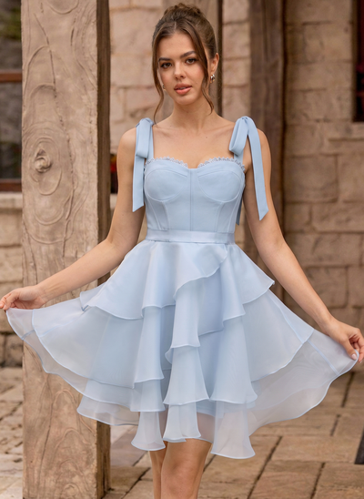A-line Sweetheart Sleeveless Ruffle Dress