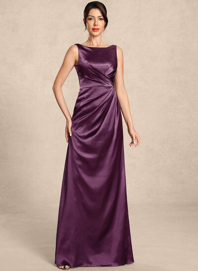 Sheath/Column Pleated Stretch Satin Dress