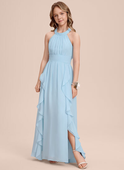 Kjole A-line kjole i Chiffon med Brusende Volanger