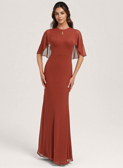 Trumpet/Mermaid Scoop Floor-Length Mesh Bridesmaid Dress 