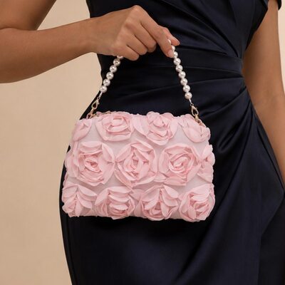 Wedding Polyester Evening Bags in Pink