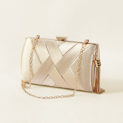 Tassels Elegant Party Prom Evening Polyester Clutch Bags in Gold 