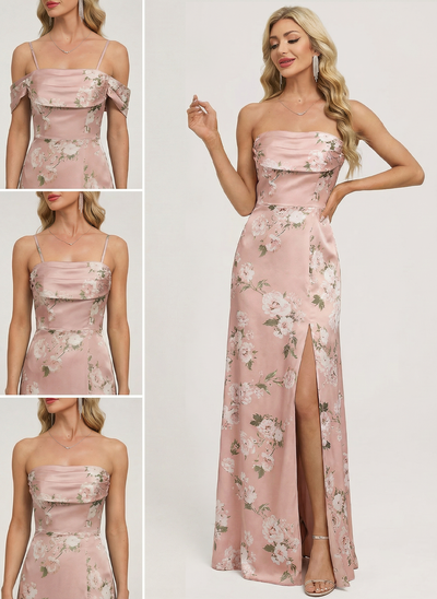 A-line Off the Shoulder Ruched Matte Satin Dress