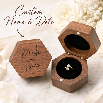 1 PC Personalized Ring Box Bride Gifts Wooden