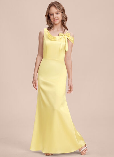 Sheath/Column One Shoulder Bow Stretch Satin Dress