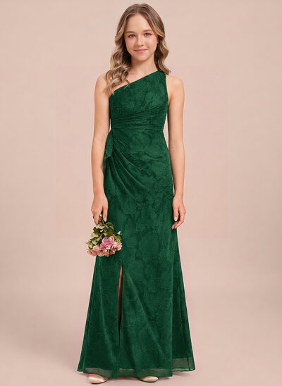 Sheath/Column One Shoulder Ruffles Floral Burnout Dress