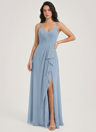 A-line Ruched Chiffon Dress