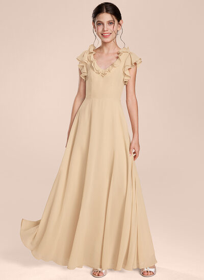 A-line Pockets Chiffon Dress