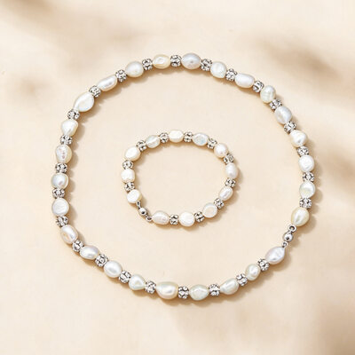 Senza tempo cilindrata zircone matrimonio i monili per spose e damigelle d'onore collana e braccialetto (set di 2)