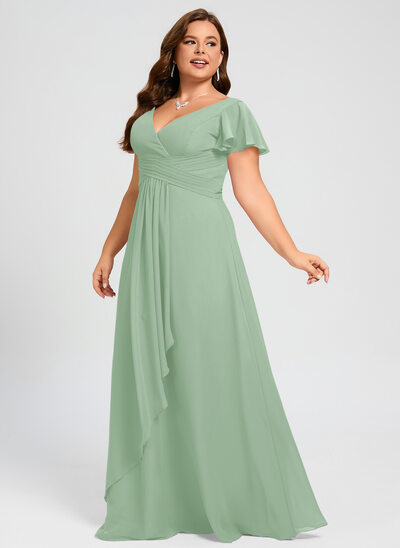 A-line Ruffle Chiffon Dress