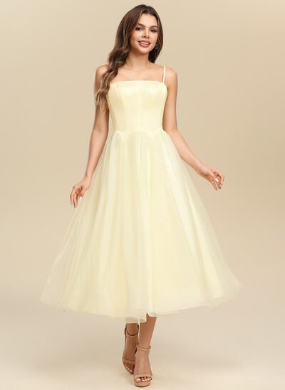 Spaghetti Straps Pleated Satin Dress