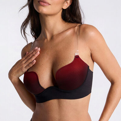 Low Back Plunge Adjusted-straps Push Up Bra Underwear