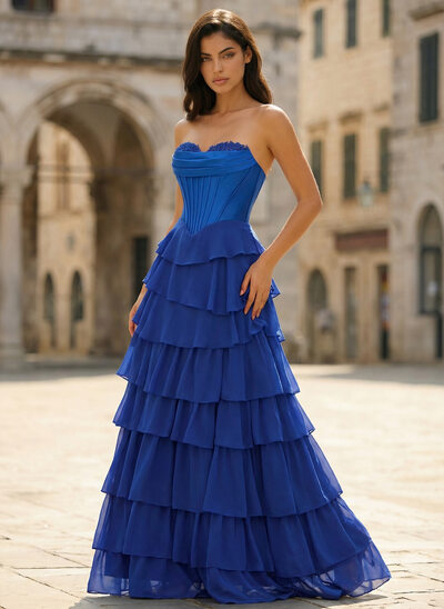 Dekolt w kształcie serca Szyfon Sukienka