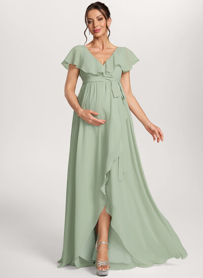 Umstandskleid in A-Linie mit Plissee aus Chiffon