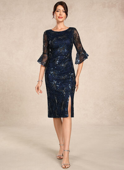 Sheath/Column Ruffle Lace Dress