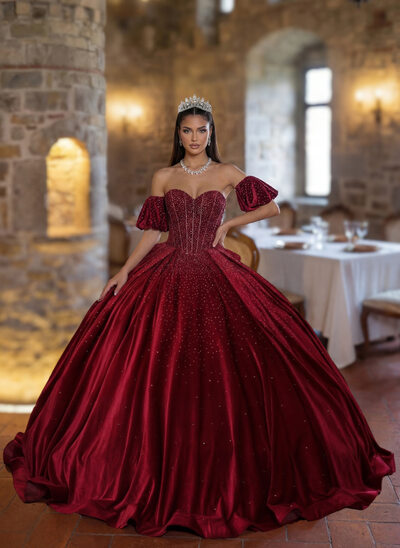 Klänning Balklänning/Prinsessa med Sötnos Korta ärmar Strass