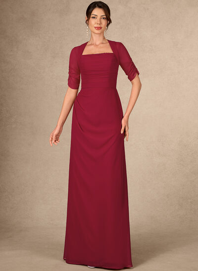 A-lijn-jurk koningin anne vloer lengte de chiffon moeder van de bruid jurk met kralen plooirok 