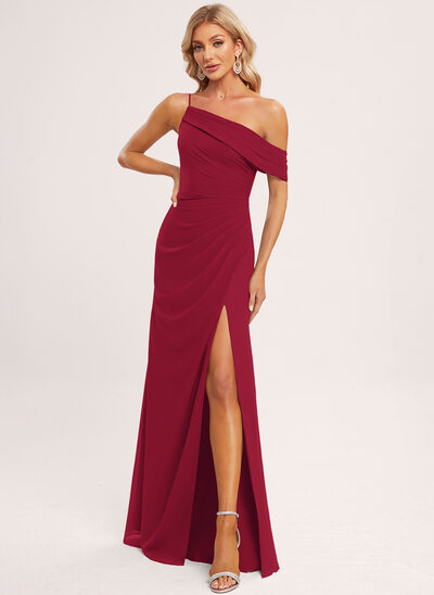 Jurk zeemeermin van chiffon met one-shoulder ruches