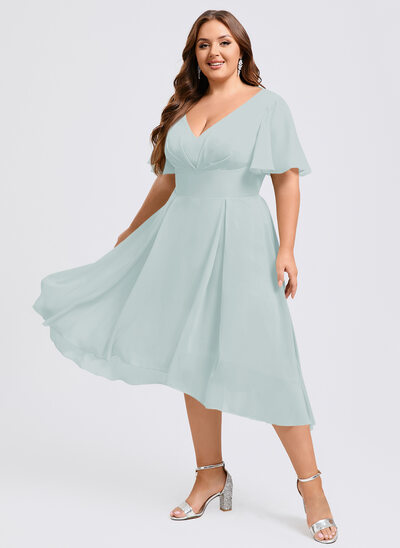 A-line Ruffle Chiffon Dress