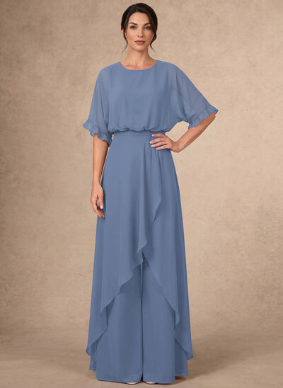 A-line Ruffle Chiffon Pantsuit