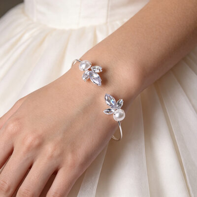 Estilo clásico perla rhinestone pulseras brazalete pulseras 