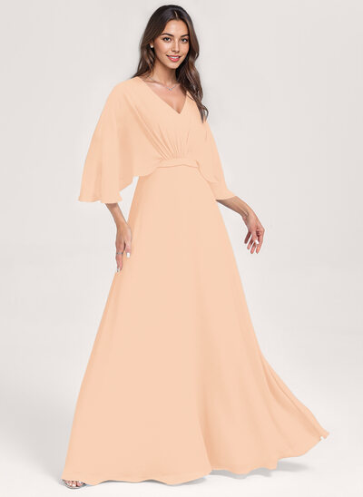 A-line Ruched Chiffon Dress