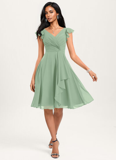 A-line Ruffle Chiffon Dress