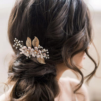 Perle Rhinestone Hårkammer Hårtilbehør bryllup Hårpynt 