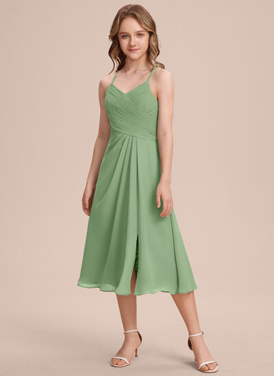 Kjole A-line kjole i Chiffon med Plissert